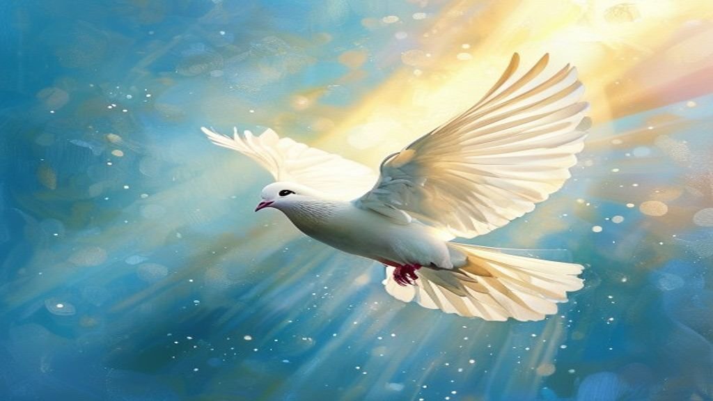 Pomba branca símbolo do Espírito Santo com luz divina