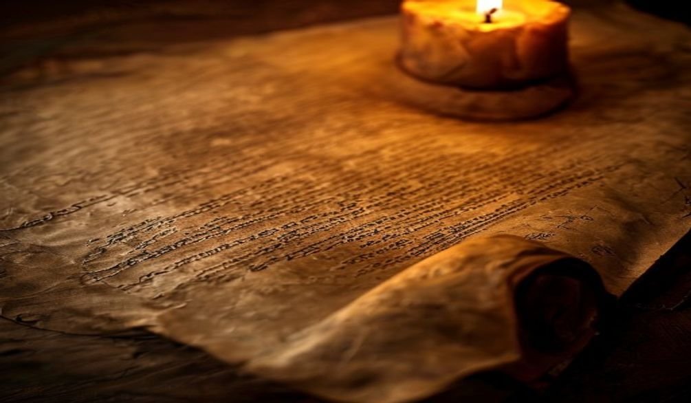 Rolo de pergaminho hebraico — o Livro de Ester