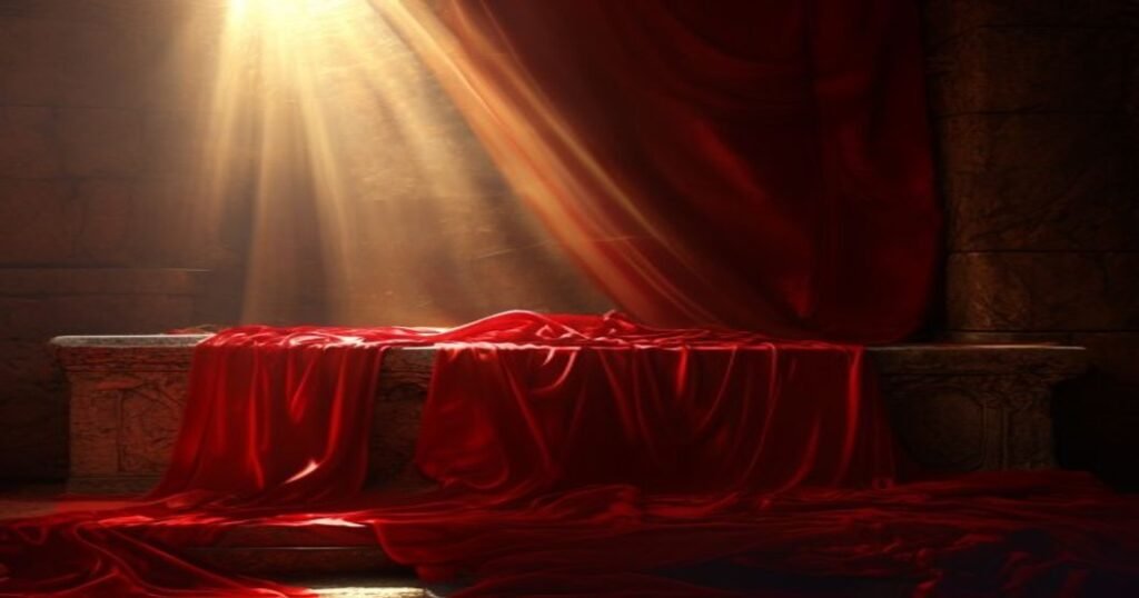 significado da cor vermelha na bíblia - tecido escarlate sobre altar